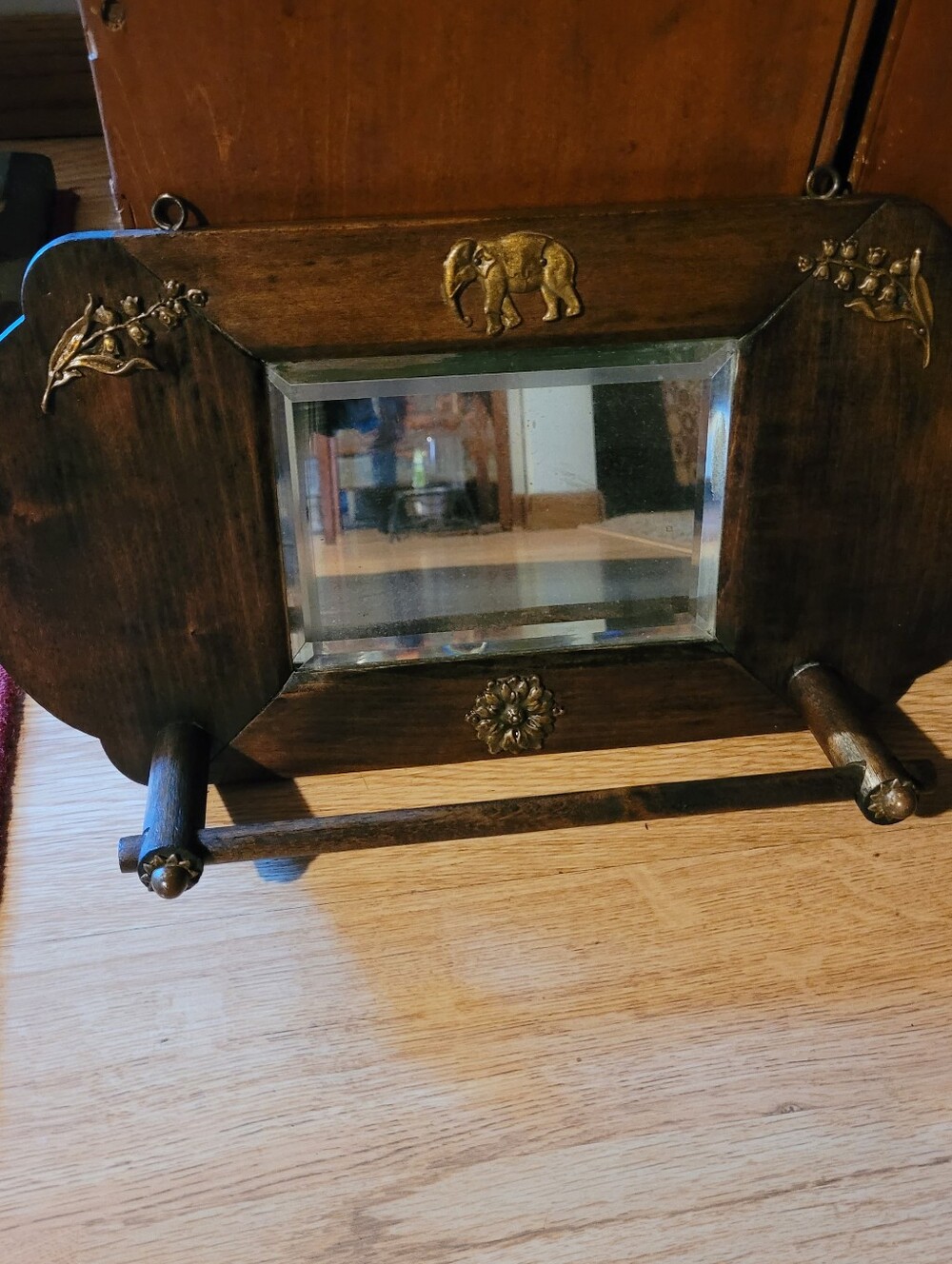 Antique Wall Mount Mirror With Towel Bar